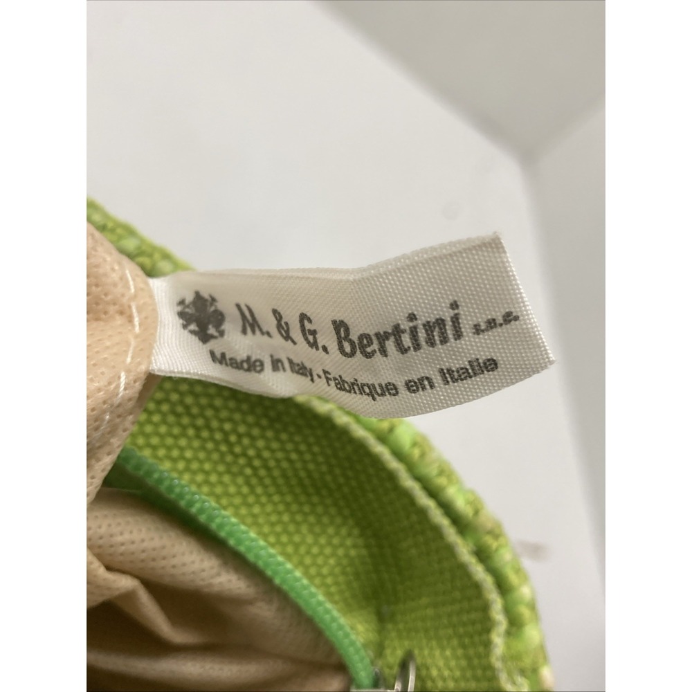 Vtg M&G Bertini Italy Seatbelt Woven Handbag Purse Lucite Handles Lime Green - Picture 10 of 15